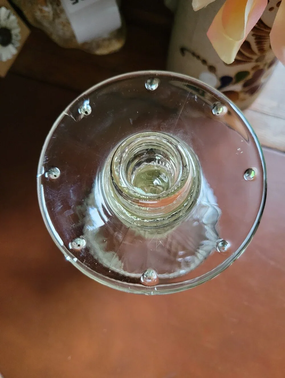 Victorian Clear Glass Crystal Prism Pendant Drops Candle Stick Holder Size 7